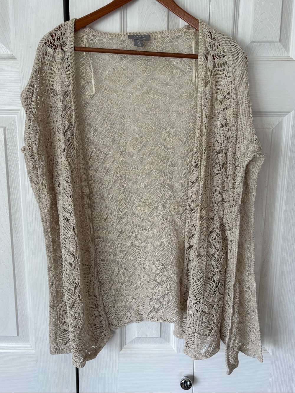 Jana Linen Short Sleeve Crochet Cardigan Small/ Medium